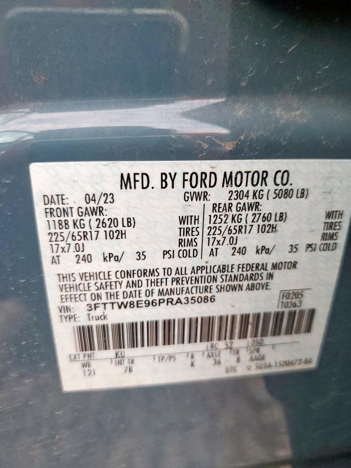 2023 Ford Maverick Xl VIN: 3FTTW8E96PRA35086 Lot: 85360415