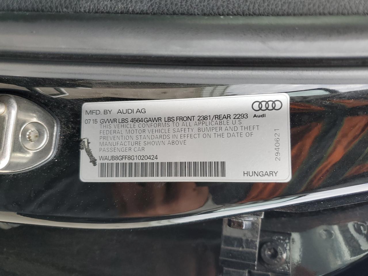 2016 Audi A3 Premium VIN: WAUB8GFF8G1020424 Lot: 90320065