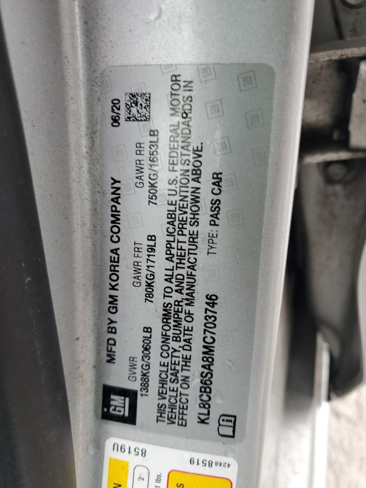 2021 Chevrolet Spark Ls VIN: KL8CB6SA8MC703746 Lot: 90427695