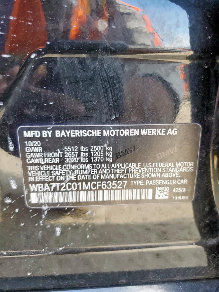 2021 BMW 740 I VIN: WBA7T2C01MCF63527 Lot: 84644625