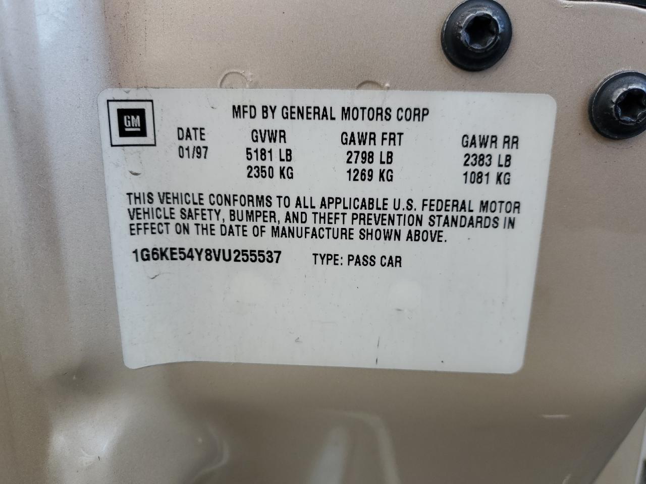 1997 Cadillac Deville Delegance VIN: 1G6KE54Y8VU255537 Lot: 81919035