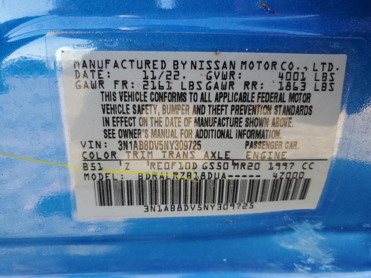 2022 Nissan Sentra Sr VIN: 3N1AB8DV5NY309725 Lot: 90722645