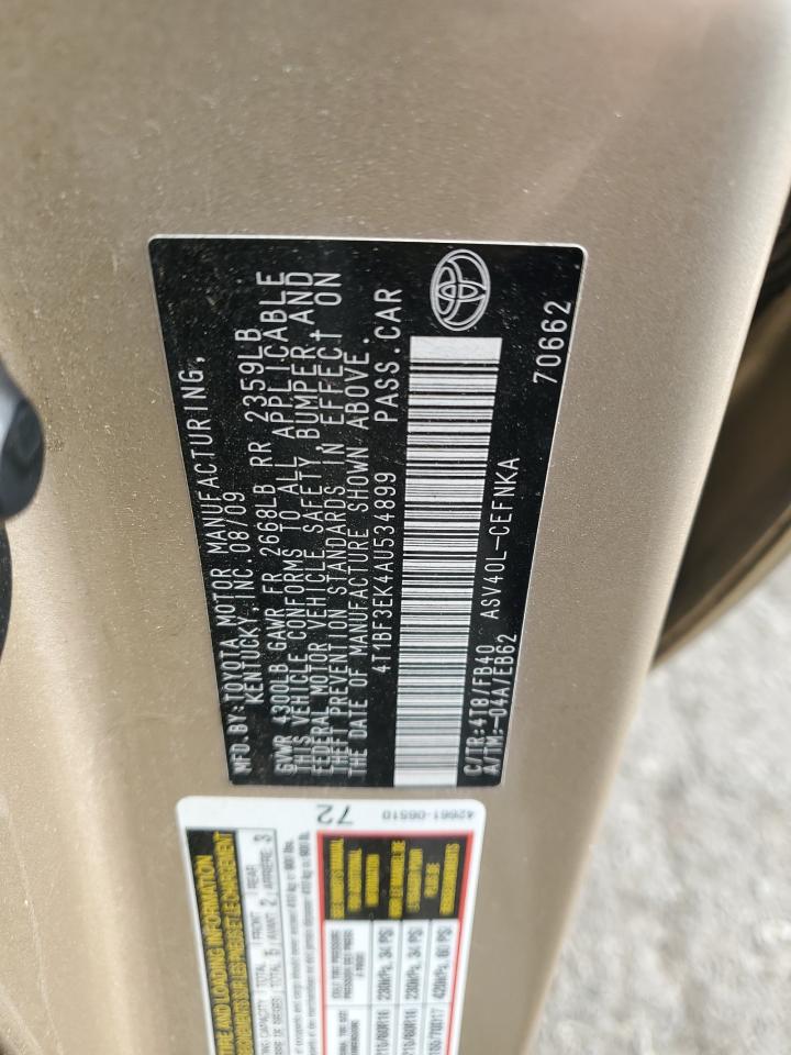 2010 Toyota Camry Base VIN: 4T1BF3EK4AU534899 Lot: 86678175