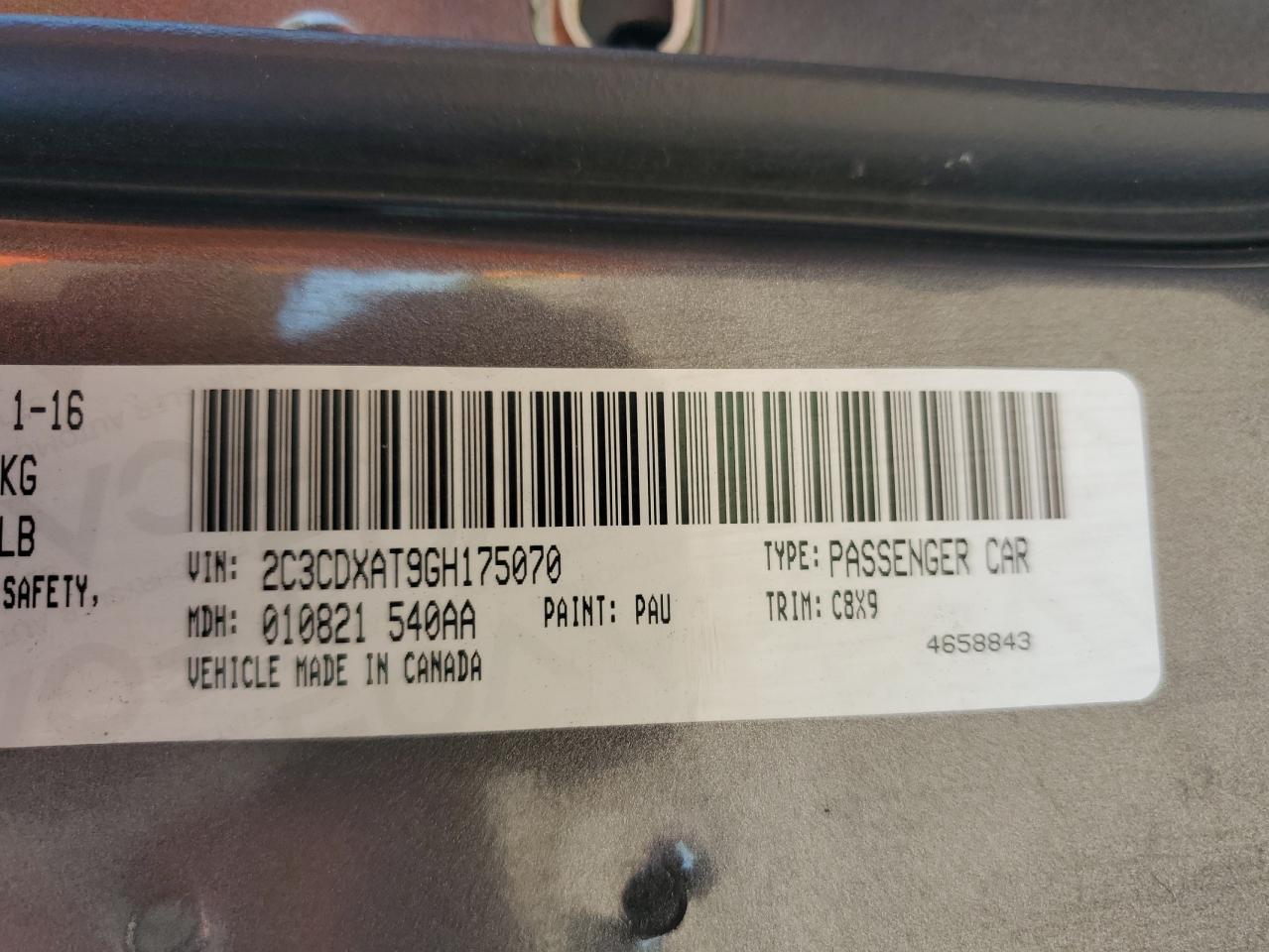 2016 Dodge Charger Police VIN: 2C3CDXAT9GH175070 Lot: 82389265