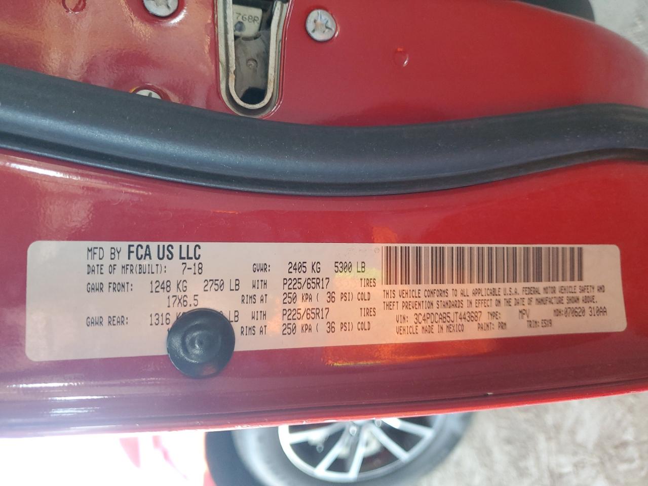 2018 Dodge Journey Se VIN: 3C4PDCAB5JT443687 Lot: 83996575