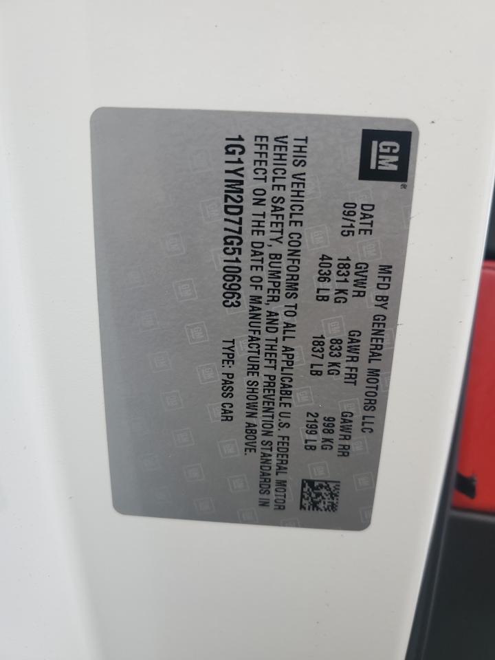 2016 Chevrolet Corvette Stingray Z51 3Lt VIN: 1G1YM2D77G5106963 Lot: 82564185