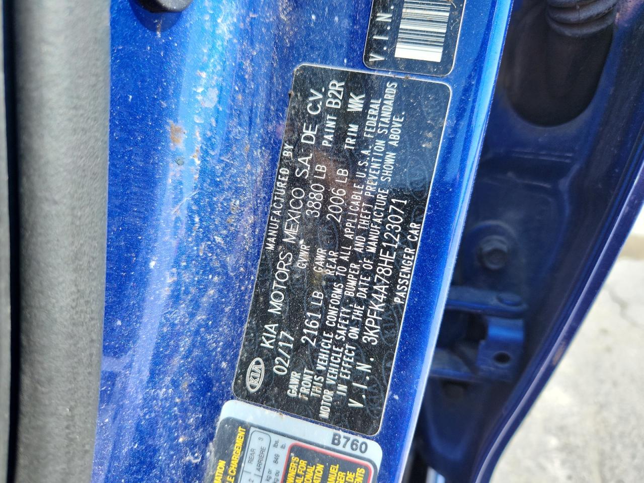2017 Kia Forte Lx VIN: 3KPFK4A78HE123071 Lot: 86775755
