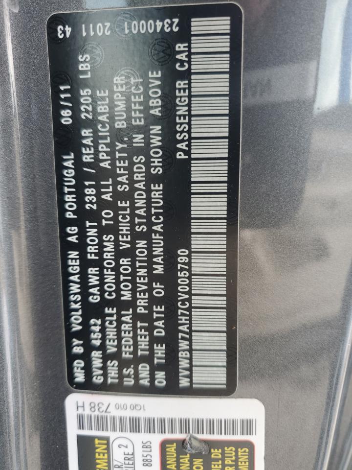 2012 Volkswagen Eos Komfort VIN: WVWBW7AH7CV005790 Lot: 90916295