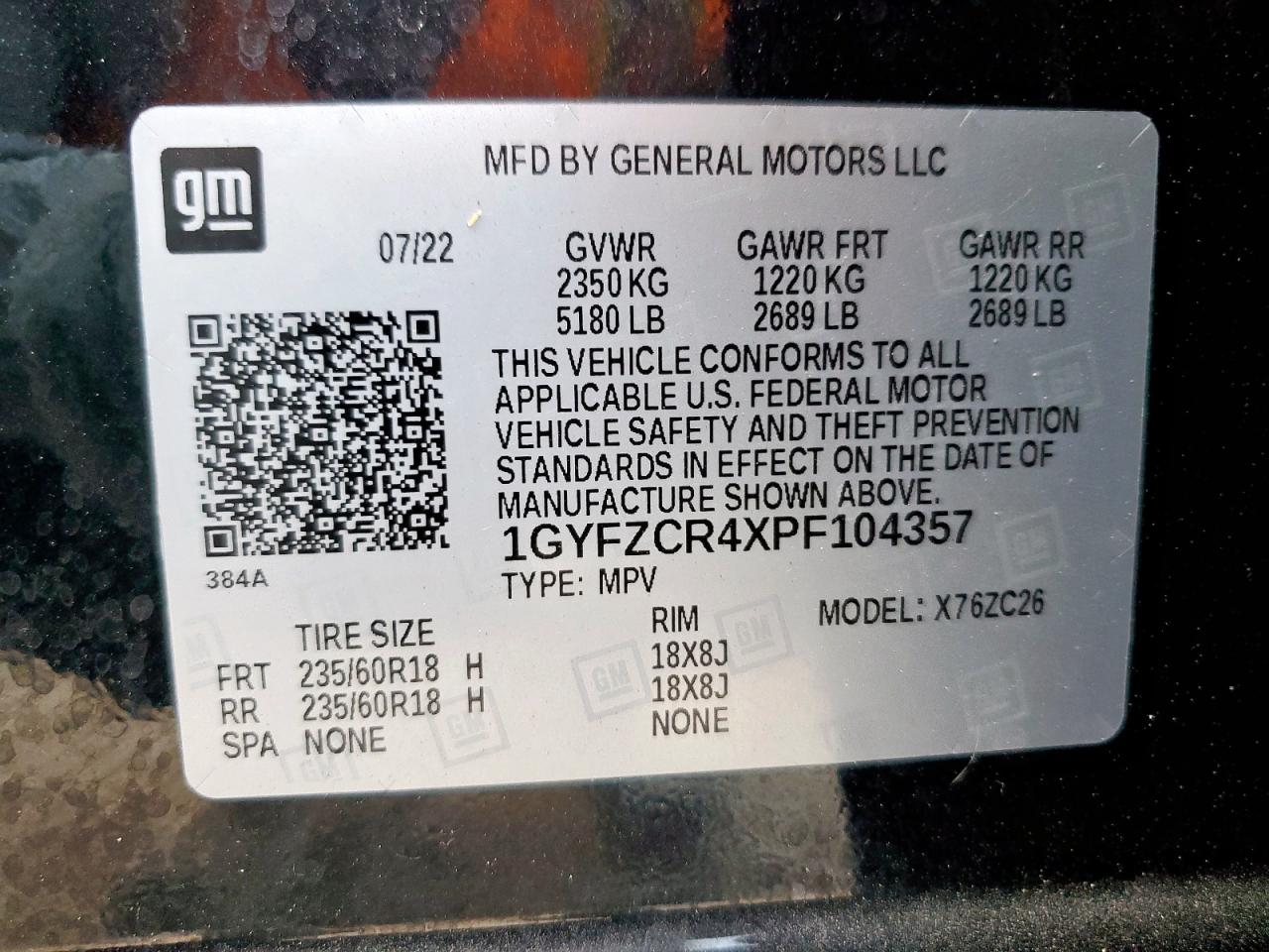 2023 Cadillac Xt4 Premium Luxury VIN: 1GYFZCR4XPF104357 Lot: 82269435