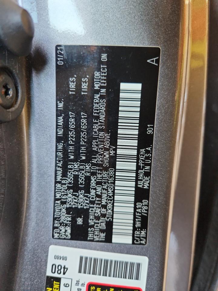 2021 Toyota Sienna Le VIN: 5TDKRKEC4MS016380 Lot: 84393585