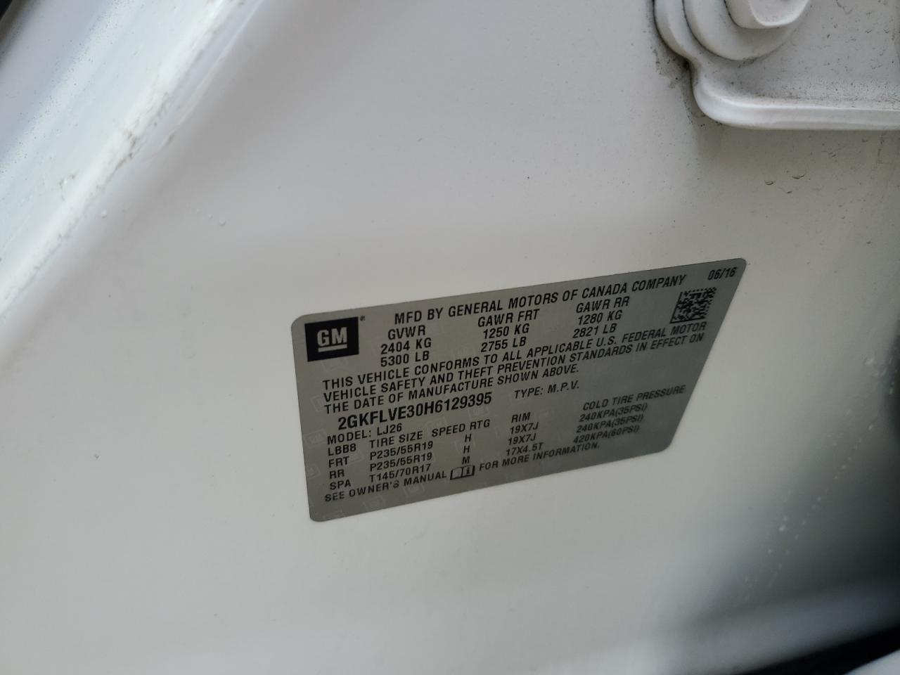 2017 GMC Terrain Denali VIN: 2GKFLVE30H6129395 Lot: 89525485