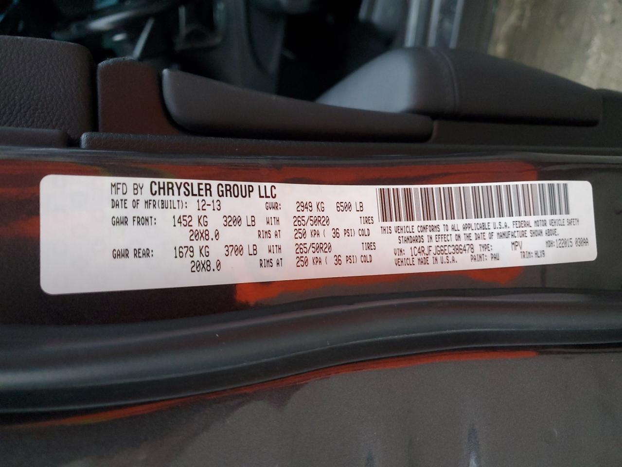 2014 Jeep Grand Cherokee Summit VIN: 1C4RJFJG6EC386478 Lot: 85877755