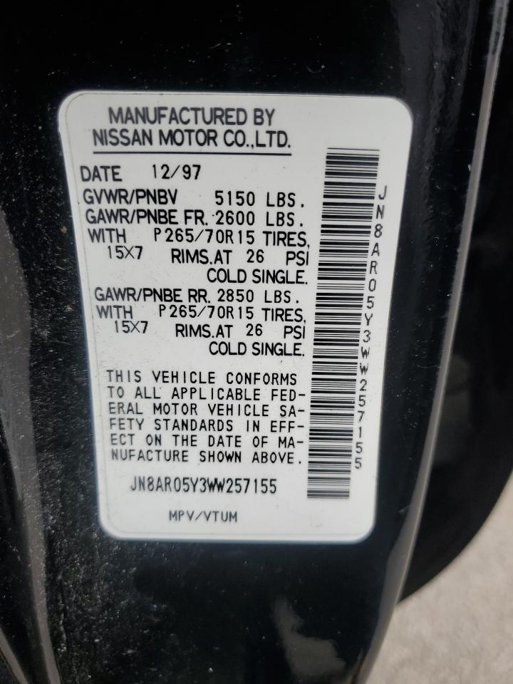 1998 Nissan Pathfinder Le VIN: JN8AR05Y3WW257155 Lot: 82435805