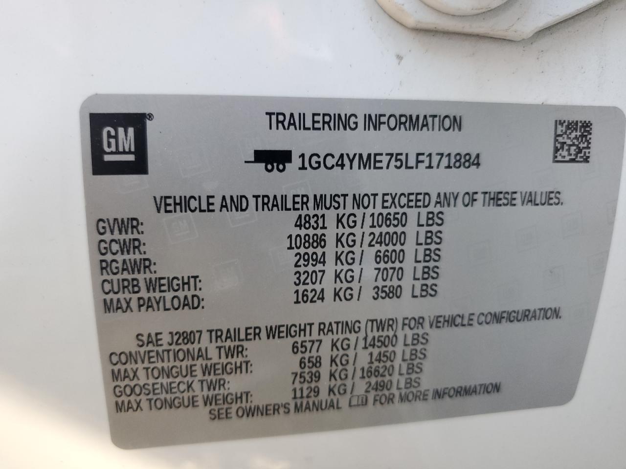 2020 Chevrolet Silverado K2500 Custom VIN: 1GC4YME75LF171884 Lot: 81966565