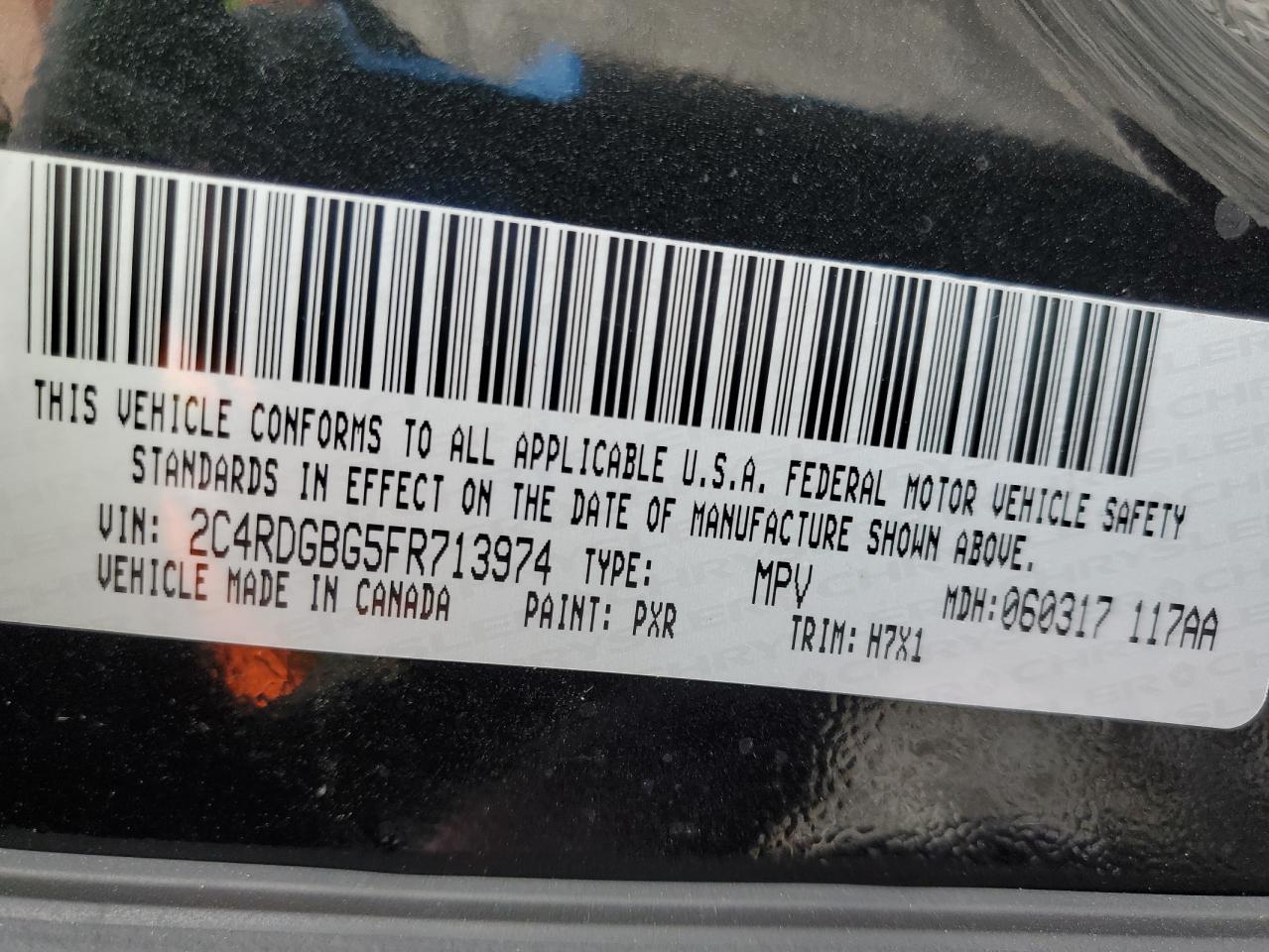 2015 Dodge Grand Caravan Se VIN: 2C4RDGBG5FR713974 Lot: 87264325