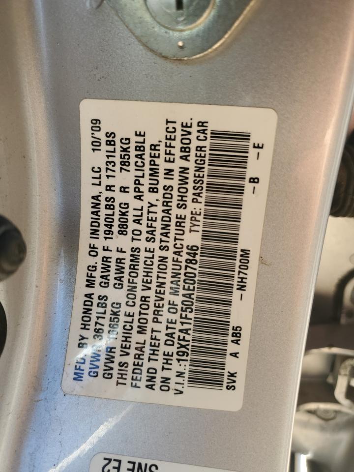 2010 Honda Civic Lx VIN: 19XFA1F50AE007846 Lot: 84800325