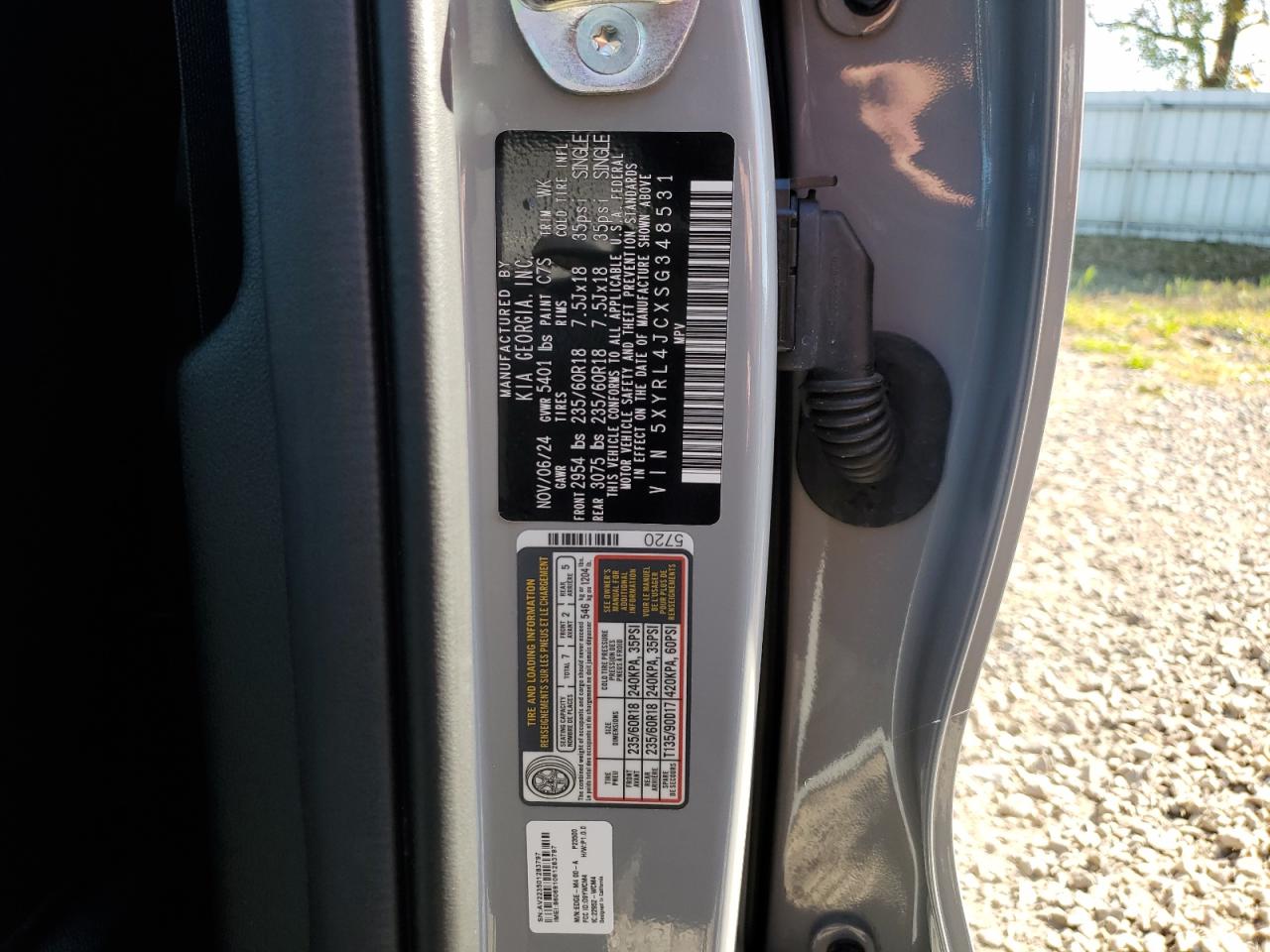 2025 Kia Sorento S VIN: 5XYRL4JCXSG348531 Lot: 85340845