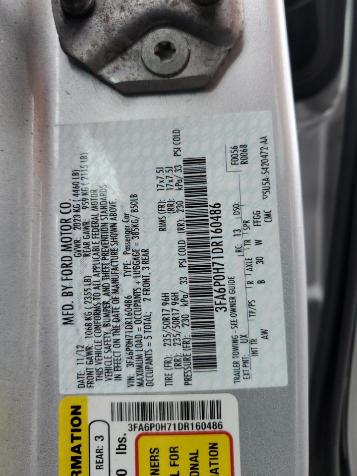 2013 Ford Fusion Se VIN: 3FA6P0H71DR160486 Lot: 85876175