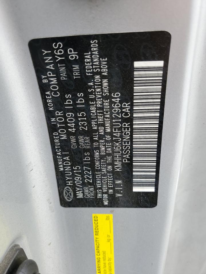 2015 Hyundai Genesis Coupe 3.8L VIN: KMHHU6KJ4FU129646 Lot: 82434825