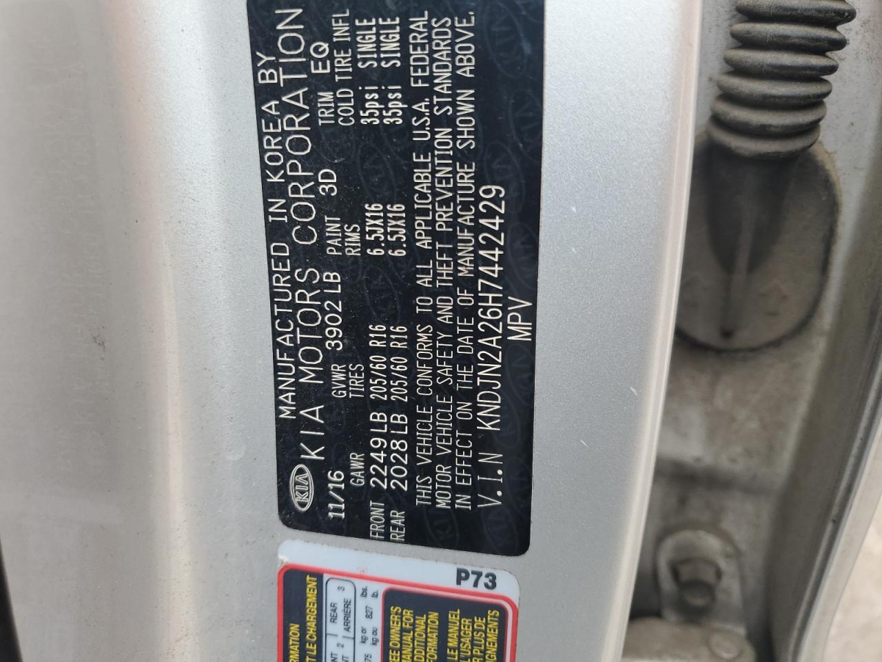 2017 Kia Soul VIN: KNDJN2A26H7442429 Lot: 82284235