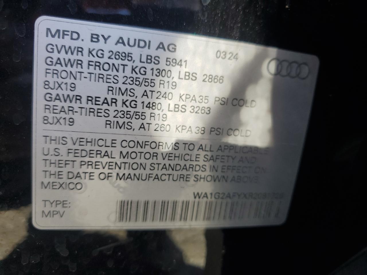 2024 Audi Q5 E Premium 55 VIN: WA1G2AFYXR2081726 Lot: 85548135