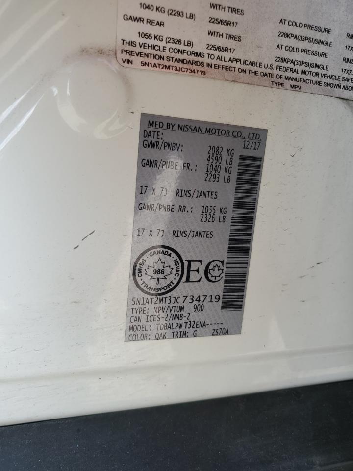 2018 Nissan Rogue S VIN: 5N1AT2MT3JC734719 Lot: 85112435