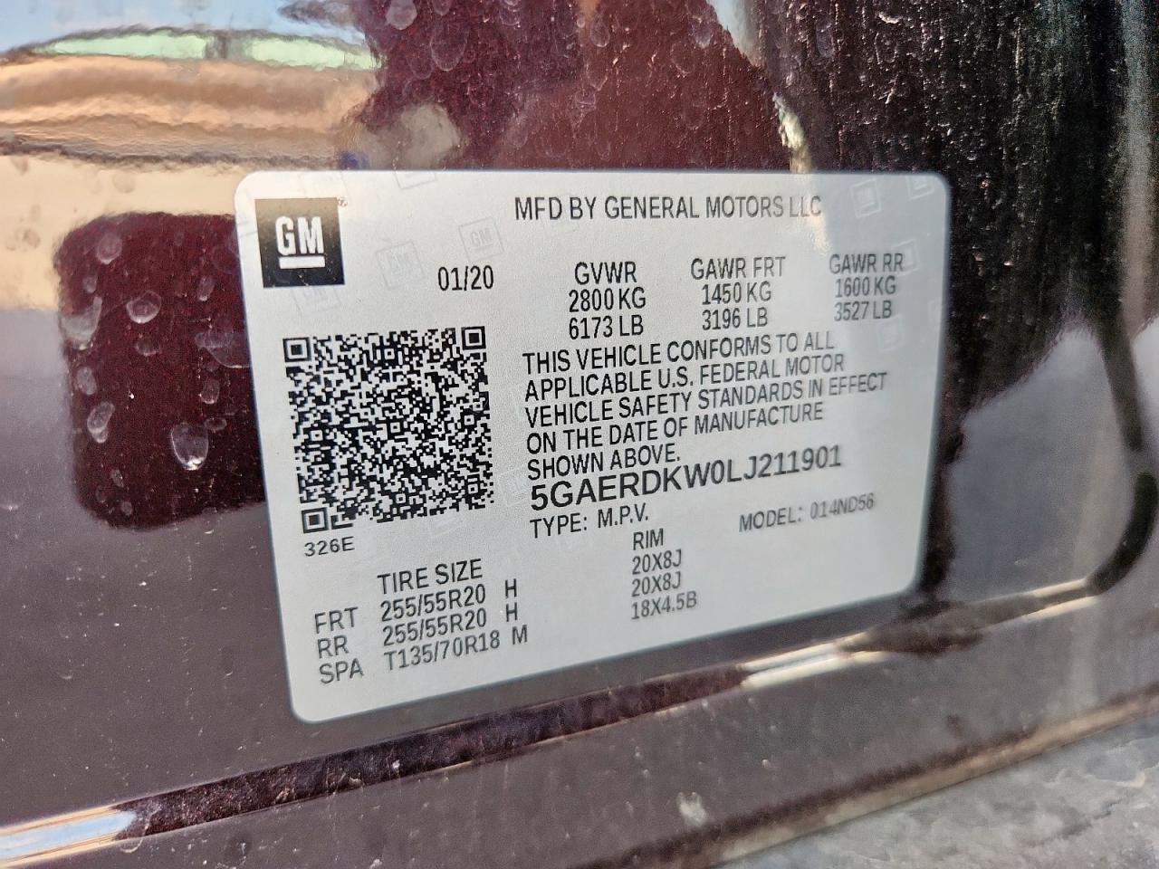 2020 Buick Enclave Avenir VIN: 5GAERDKW0LJ211901 Lot: 84702005