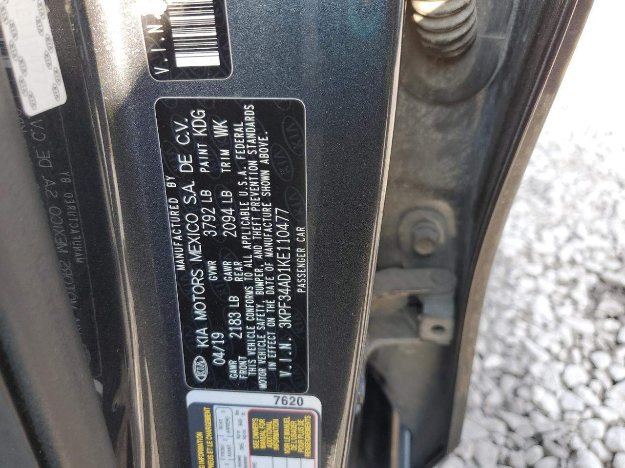 2019 Kia Forte Gt Line VIN: 3KPF34AD1KE110477 Lot: 85888925