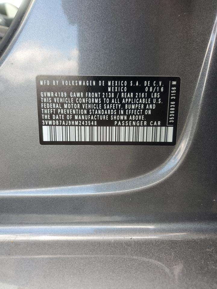 2017 Volkswagen Jetta Se VIN: 3VWDB7AJ9HM243548 Lot: 90341035