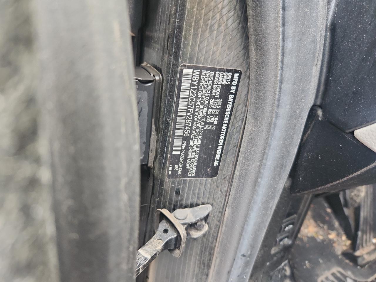 2015 BMW I3 Bev VIN: WBY1Z2C57FV287456 Lot: 85660175