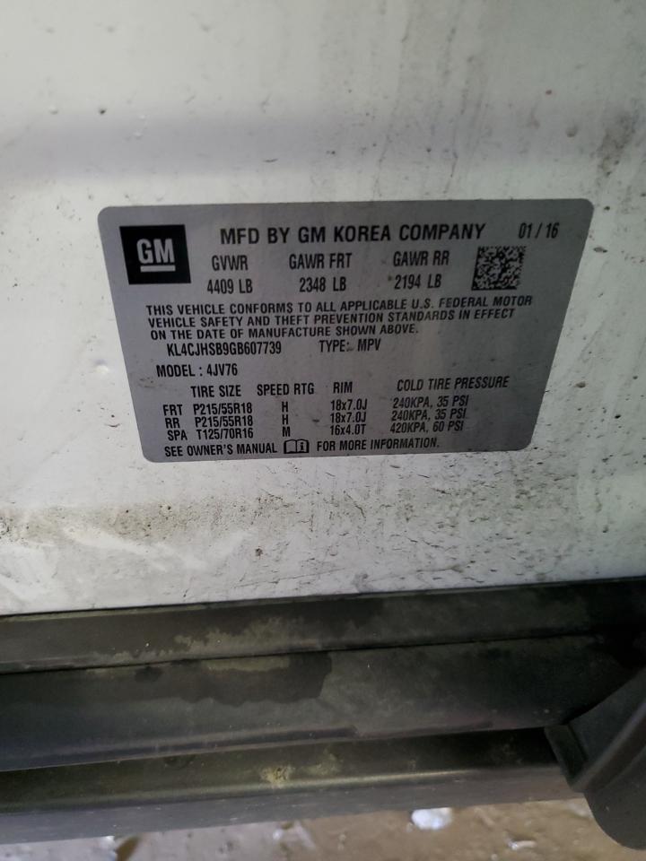 2016 Buick Encore Premium VIN: KL4CJHSB9GB607739 Lot: 89726695