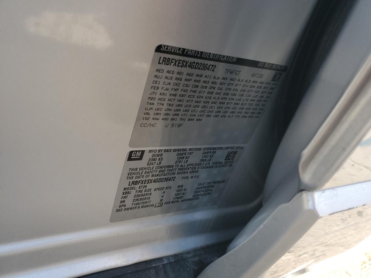 2016 Buick Envision Premium VIN: LRBFXESX4GD236472 Lot: 85006075