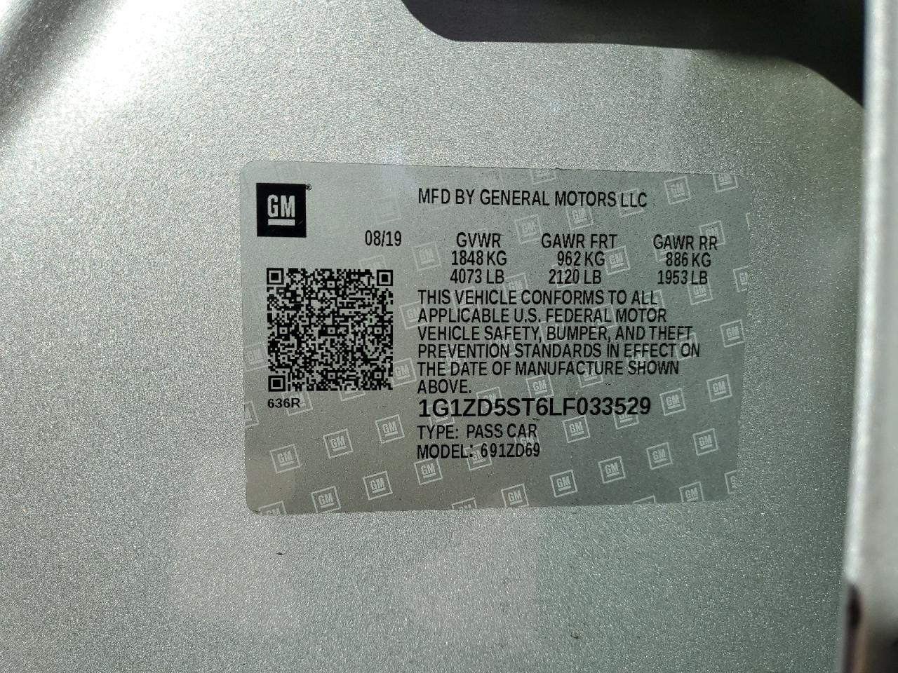 2020 Chevrolet Malibu Lt VIN: 1G1ZD5ST6LF033529 Lot: 82294755