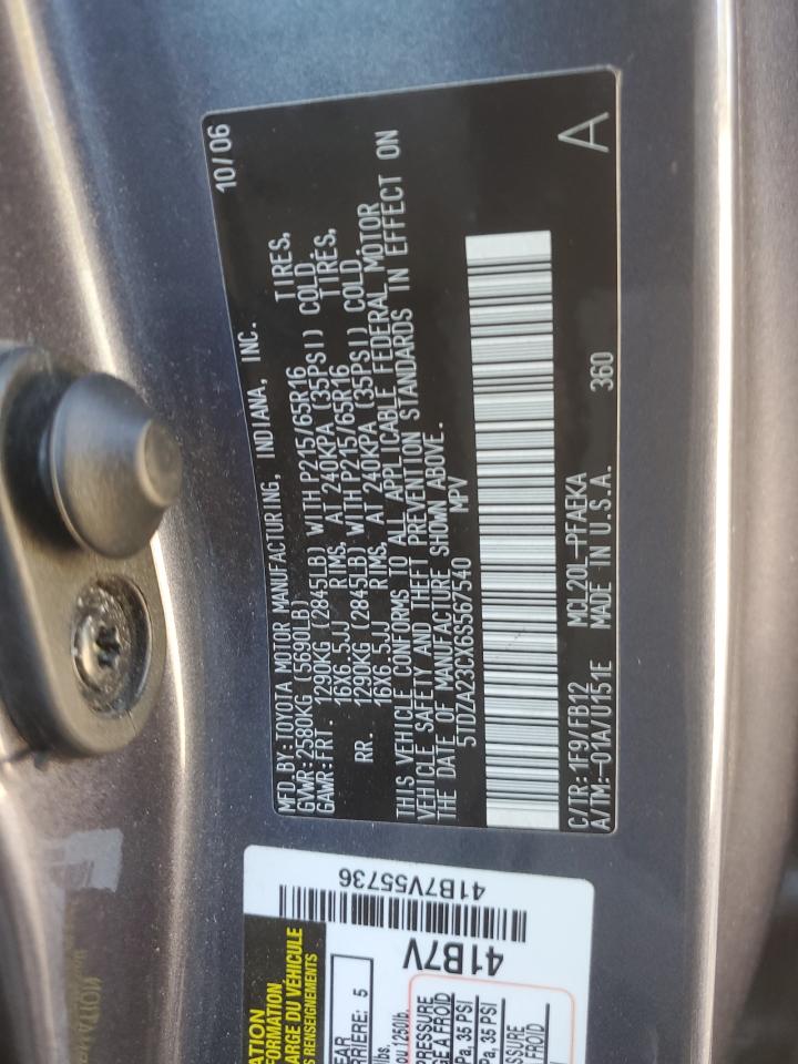 2006 Toyota Sienna Ce VIN: 5TDZA23CX6S567540 Lot: 82230165