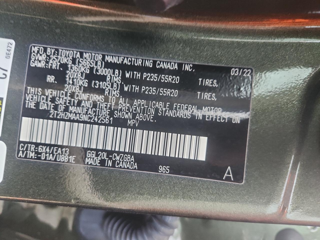 2022 Lexus Rx 350 VIN: 2T2HZMAA9NC242561 Lot: 82751515