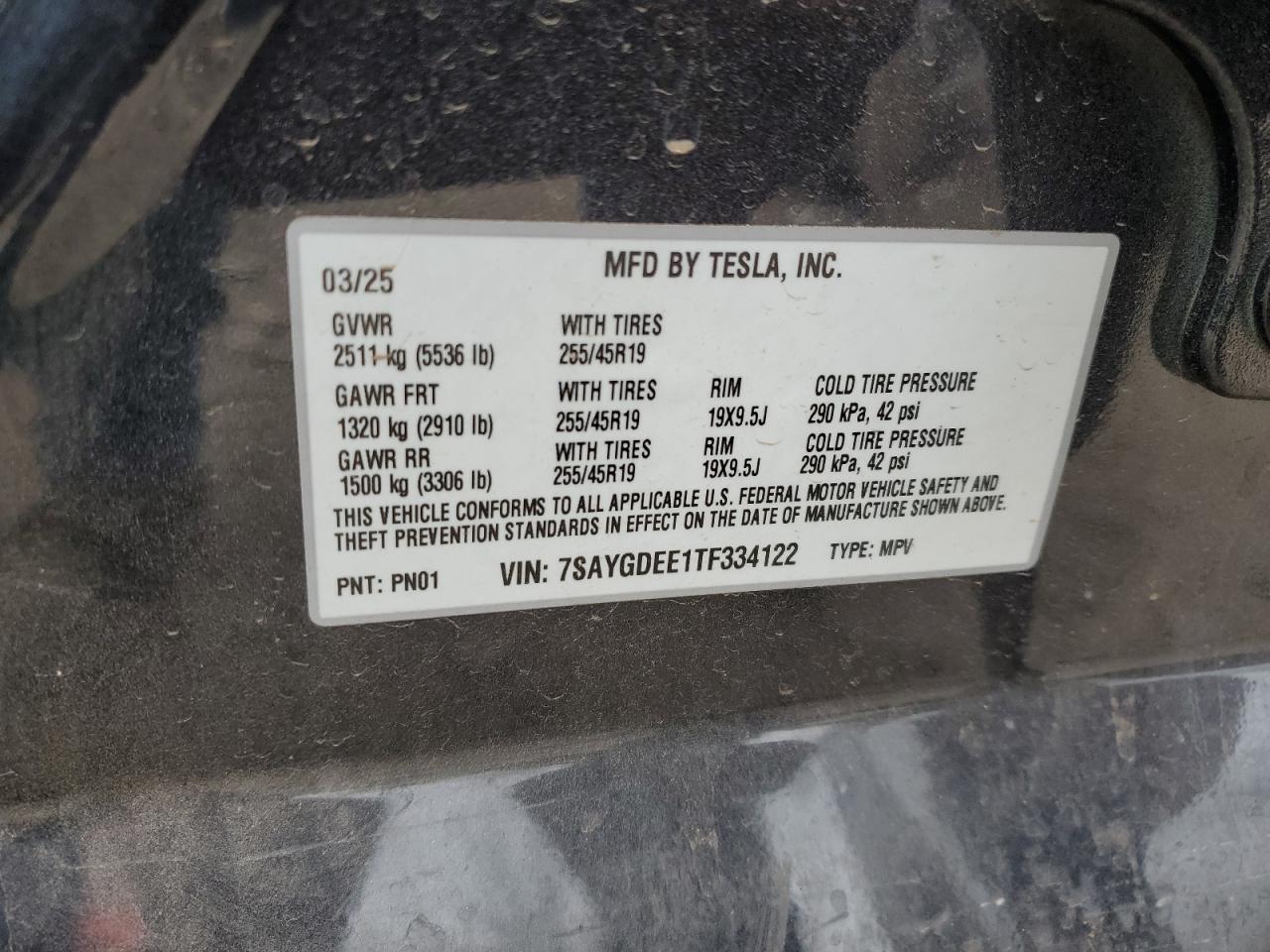 2026 Tesla Model Y VIN: 7SAYGDEE1TF334122 Lot: 82268545