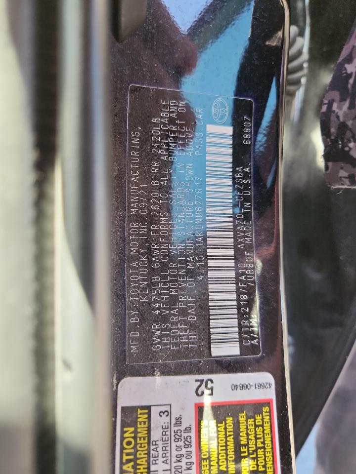 2022 Toyota Camry Se VIN: 4T1G11AK0NU627617 Lot: 85287985