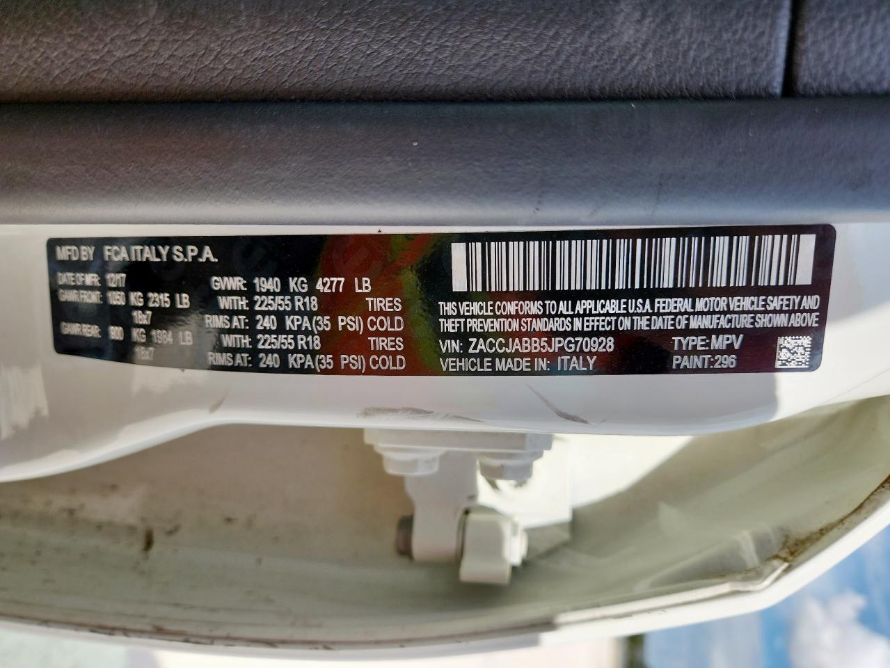 2018 Jeep Renegade Latitude VIN: ZACCJABB5JPG70928 Lot: 85692815