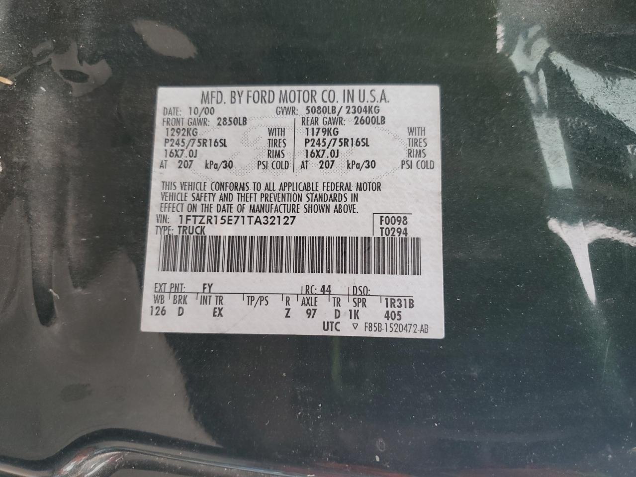 2001 Ford Ranger Super Cab VIN: 1FTZR15E71TA32127 Lot: 85540435