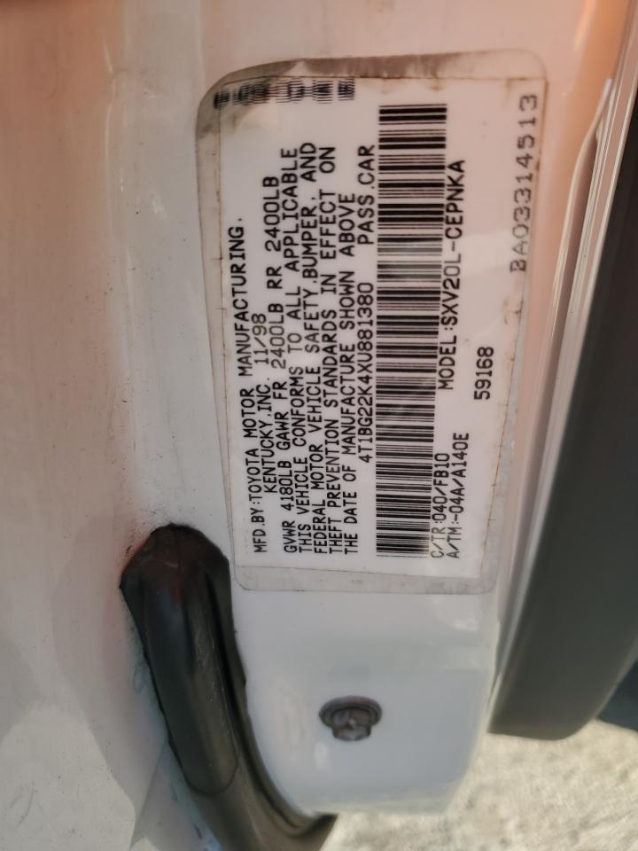 1999 Toyota Camry Ce VIN: 4T1BG22K4XU881380 Lot: 87276975