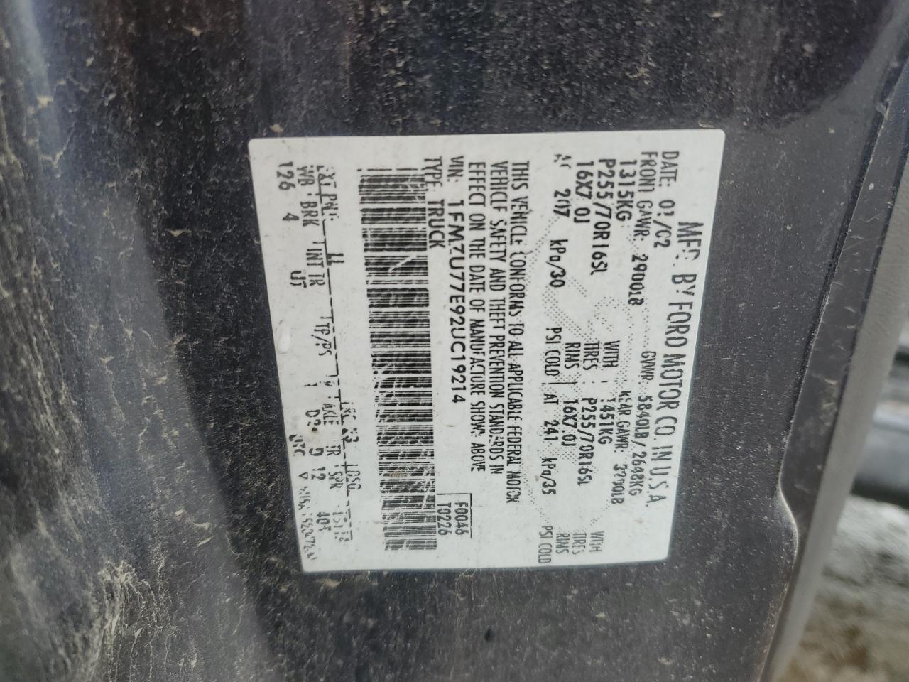 2002 Ford Explorer Sport Trac VIN: 1FMZU77E92UC19214 Lot: 90683085