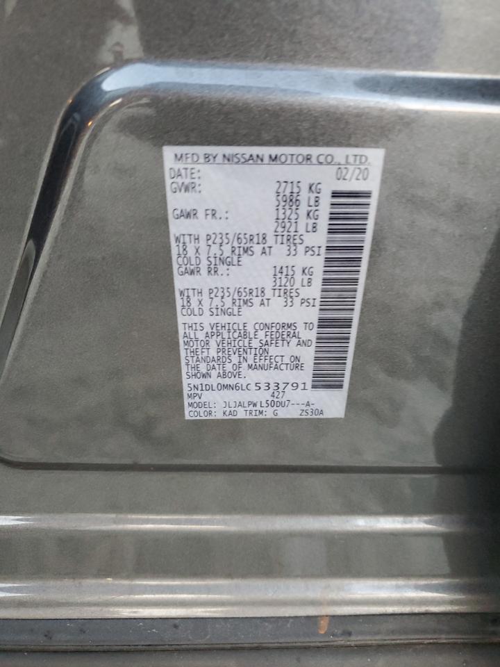 2020 Infiniti Qx60 Luxe VIN: 5N1DL0MN6LC533791 Lot: 89931255