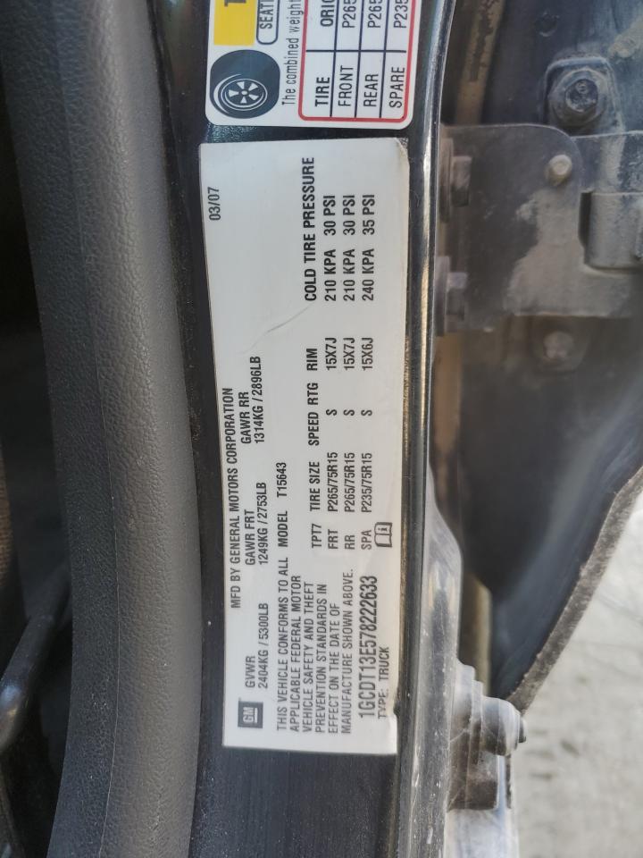 2007 Chevrolet Colorado VIN: 1GCDT13E578222633 Lot: 85109125