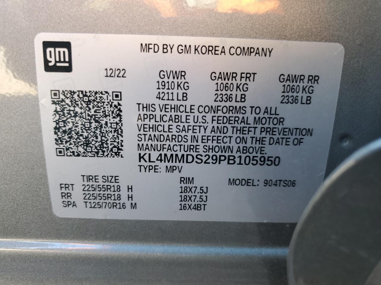 2023 Buick Encore Gx Select VIN: KL4MMDS29PB105950 Lot: 89631035