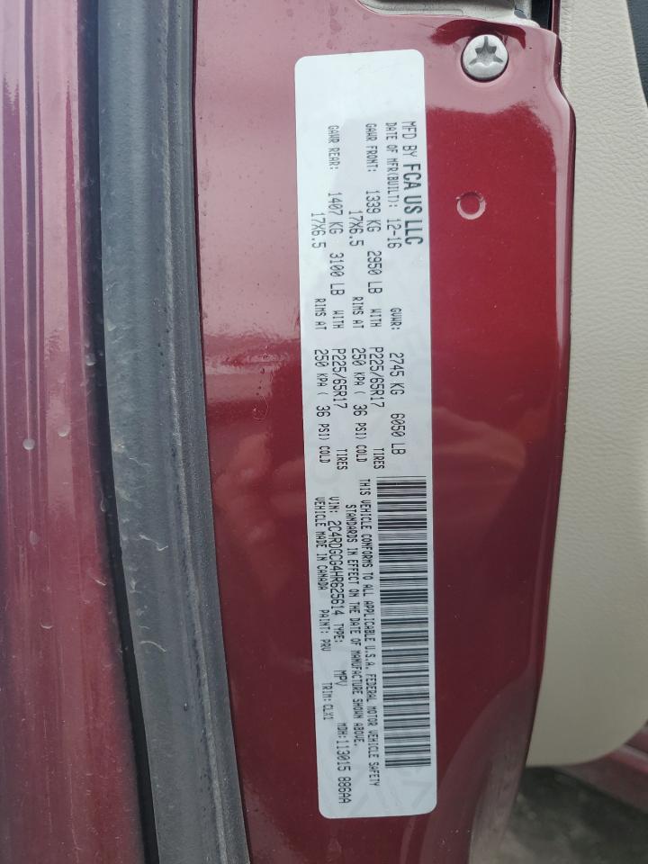 2017 Dodge Grand Caravan Sxt VIN: 2C4RDGCG4HR625614 Lot: 82429745