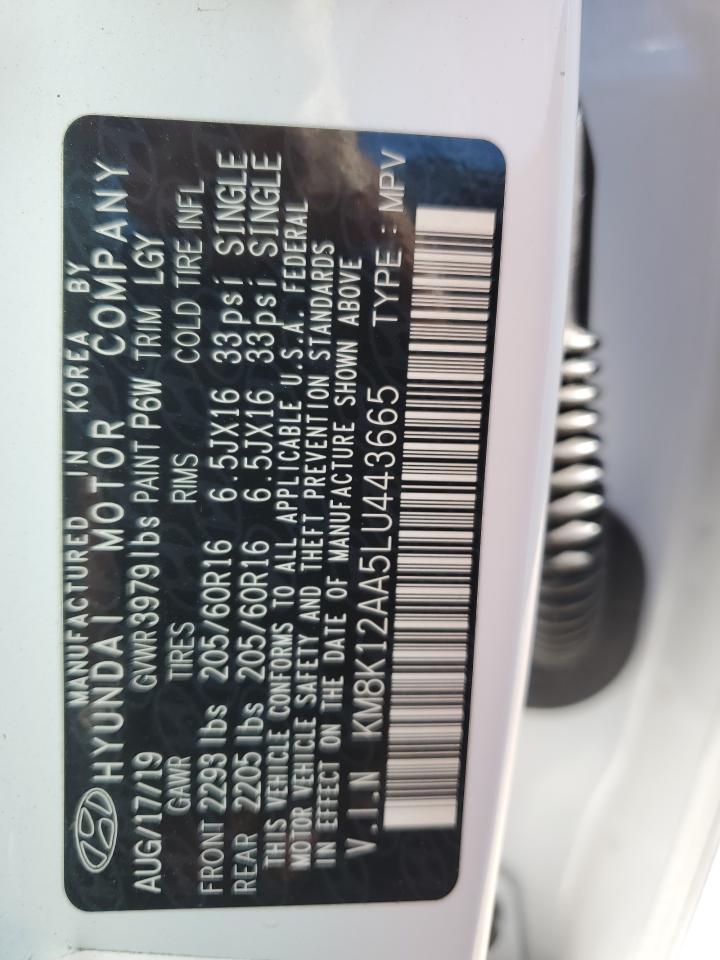 2020 Hyundai Kona Se VIN: KM8K12AA5LU443665 Lot: 89553905