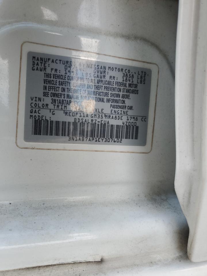 2014 Nissan Sentra S VIN: 3N1AB7AP1EY307602 Lot: 84221925