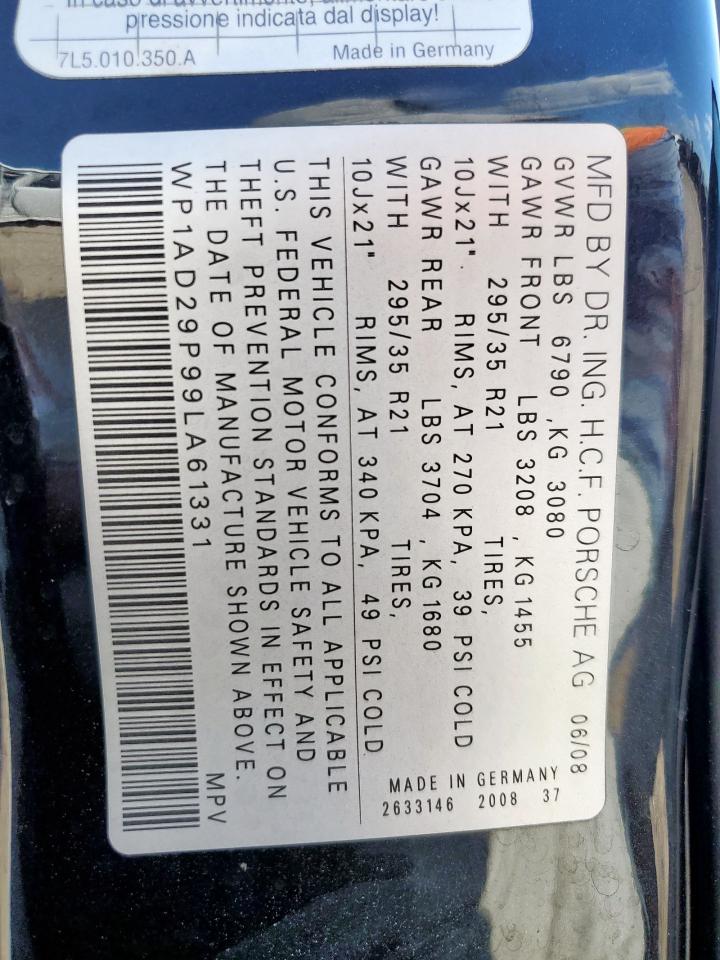 2009 Porsche Cayenne Gts VIN: WP1AD29P99LA61331 Lot: 85885525