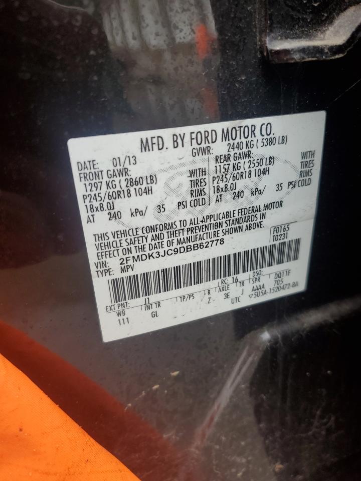 2013 Ford Edge Sel VIN: 2FMDK3JC9DBB62778 Lot: 85338695