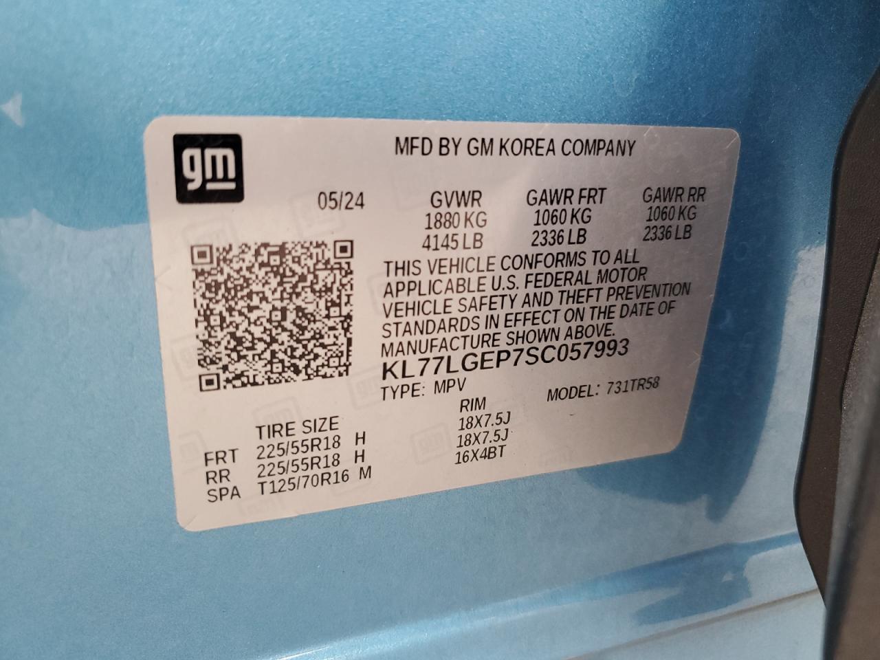 2025 Chevrolet Trax 1Rs VIN: KL77LGEP7SC057993 Lot: 86149775